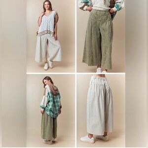 NWOT Fantastic Fawn twill wide leg pants cream sz L